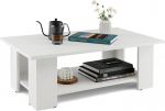 COSTWAY 2-tasandiline puidust kohvilaud, elutoa laud, kaasaegne kohvilaud, k&uuml;ljelaud, maksimaalne koormus 125 kg, 90 x 52 x 40 cm, valge