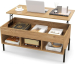 LIFEZEAL kohvilaud, pikendatav laud varjatud hoiuruumiga, kaasaegne puidust elutoa laud, kohvilaud, diivanilaud elutuppa ja kontorisse, 100 x 50 x 59,5 cm, naturaalne