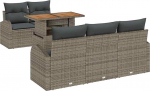 6-teiliges Garten Sofa Set mit Kissen Grau Poly Rattan, 2-Sitzer Garten Sofa mit Stauraum & Kissen Grau Poly Rattan Gartenlounge Model3358260