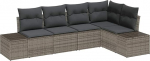 5-teiliges Garten-Sofa-Set mit Kissen in Grau Poly Rattan Gartenlounge Model3347059