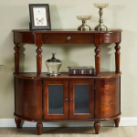 Konsolentisch, Sofatisch, Eingangstisch aus Massivholz, Tisch hinter der Couch, Akzenttisch mit Glasschrankt&uuml;r und offenen Regalen, dekorativer Flurtisch (braun, 80 cm)