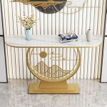Moderner Eingangstisch, Konsolentisch, extra Langer Sofatisch, Flurtisch hinter dem Couchtisch f&uuml;r Wohnzimmer, Eingangsbereich, Flur, Eingang (Farbe: Gold 3, suurus: 120 cm)
