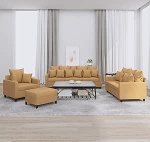 Gecheer 4-TLG. Sofagarnitur mit Kissen Braun Samt, Moderne Couch Polstersofa f&uuml;r Wohnzimmer Schlafzimmer Spielzimmer3201697