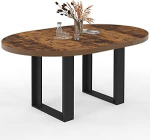 IDMarket - Table &agrave; Manger Extensible Ronde Phoenix 4-6 Personnes Bois fonc&eacute; Effet vielli et Noir 120-160 cm