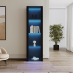 Ligterra klaasist vitriinkapp Must k&otilde;rgl&auml;ikega LED-valgustusega 3 klaasist kambrit 166 cm pikkune kapp (55 x 38 x 166 cm)