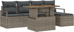 Rantry 6-teiliges Garten-Sofa-Set mit Kissen Grau Poly-Rattan Gartenlounge Model3358435