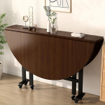 Vielseitiger runder klappbarer Esstisch aus Walnussholz, platzsparend, zusammenklappbar, mobil, ideal f&uuml;r kleine R&auml;ume, Esszimmer oder K&uuml;che, stilvolle und funktionale Wohnm&ouml;bel