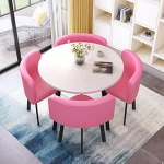 Platzsparendes rundes Tischset mit 4 St&uuml;hlen, einfache Montage f&uuml;r K&uuml;che, Esszimmer, Lounge, Wohnzimmer, B&uuml;rom&ouml;bel f&uuml;r Stil und Funktionalit&auml;t