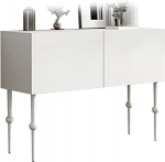 LUNAIZHUO Moderner Konsolentisch f&uuml;r den Eingangsbereich, Flurtisch mit Stauraum, Konsolentisch Schmal Holz f&uuml;r Flur, Wohnzimmer und Schlafzimmer(White,100cm/39in)