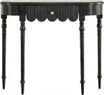 KLWQR Konsolentisch Schmal aus Massivholz f&uuml;r den Eingangsbereich, Konsolentisch mit Schubladen, Geschwungener Kante, Beistelltisch Schmal f&uuml;r Wohnzimmer und Flur(Black)