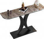 Moderner geometrischer Konsolentisch f&uuml;r Eingangsbereich und Wohnzimmer - abgerundete Ecken, sto&szlig;festes Design, stilvolles M&ouml;belst&uuml;ck f&uuml;r Flur und Eingangsbereich (Schwarz & Grau, 80 x 30 x