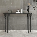 Schwarzer Konsolentisch im Landhausstil, schmaler Sofatisch f&uuml;r den Eingangsbereich, f&uuml;r Wohnzimmer, Foyer und Flur, 120 x 90 cm (47,5 x 35,5 Zoll) - stilvolle Holzm&ouml;bel f&uuml;r die Inneneinrich