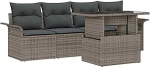 5-teiliges Garten-Sofa-Set mit Kissen Grau Poly-Rattan, 2-Sitzer Garten-Sofa mit Stauraum & Kissen Grau Poly-Rattan Gartenlounge Model3356922