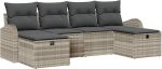 6-teiliges Garten Sofa Set mit Kissen Hellgrau Poly Rattan Gartenlounge Model3359121