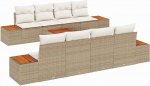 9-teiliges Garten Sofaset mit Kissen Beige Poly Rattan Akazie Gartenlounge Model3356721
