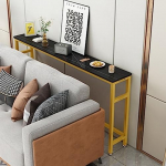 Moderner Konsolentisch mit rechteckiger Basis, Wandfl&auml;chen, seitlicher Flureingangsbereich, moderner Marmor - Metall-Sofatisch f&uuml;r den Flur mit verstellbaren F&uuml;&szlig;en - schicke Eingangsm&ouml;bel f