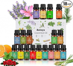 Essential Oils Set 18 x 10 ml, Tea Tree, Lavender, Eucalyptus, Frankincense, Lemongrass, Rosemary, Orange, Mint, Lemon, Bergamot, Ylang-Ylang, Grapefruit, Chamomile, Rose, Vanilla, Patchouli Sage