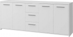 Forte Pilvi Sideboard 180, Large Sideboard with 4 Doors and 3 Drawers, Composite Wood, White, 179 cm Wide, 74.1 cm High, 42 cm Deep