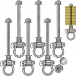 6 kiikede kinnitustalad, laagritega, roostevabast terasest kiikede konksud puidust taladele, M10 betoonlagedele, rippuvate toolide riputamine, m&auml;nguv&auml;ljakule, jooga hambocki kinnitamine, kandev&otilde;ime 675 kg