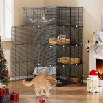 YITAHOME 4-tasandiline suur kassikuur v&otilde;rkkiikuga, 4 ust, 3 redelit, kassikuur Catio metallist traat tihke kennel 1-3 kassile, eemaldatav m&auml;nguv&auml;ljak v&auml;ikestele loomadele, 104 x 72 x 140 cm, 104 x 72 x 140 cm