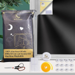 Mishukaze Window Blackout 300 x 145 cm with 12 Suction Cups and 20 Velcro Fasteners for Sun Protection, Cut to Size, Blackout Fabric, No Drilling Required, for Room, Attic, Office, Car, Travel