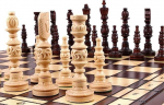 Master of Chess Galant Hand Carved Wooden Chess Set, 58 x 58 cm, Handmade, Extra Large Chessboard and Shaped Pieces, Green