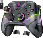 EasySMX X15 PC Controller Wireless mit 7 RGB Licht, Gaming Controller mit Hall Joystick & Trigger, Bluetooth Kompatibel mit PC/Switch/Handy/Tablet - Schwarz