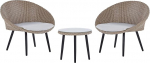 Ortigia Garden Furniture Set Natural Rattan for 2 People with Cushions Light Beige