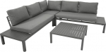 DEGAMO Rovigno Corner Lounge Set Aluminium Anthracite with Grey Cushion 234 x 234 cm Weatherproof Outdoor
