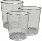 ASelected Pack of 3 Metal Wire Mesh Waste Paper Bin, 12 L v&auml;ike paberikast kontorisse, pr&uuml;gikasti, metallv&otilde;rk pr&uuml;gikasti, v&otilde;rk magamistubadesse, kontoritesse ja klassiruumidesse (h&otilde;bedane)