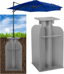 SLIIMU Offset Umbrella Base, Universal Metal Base Plate with Parasol Standpipes Supplied for Cantilever Umbrellas, Parasol Stand, Ground Sleeve for Crank Umbrella, for Embedding in Concrete, 7.5 kg