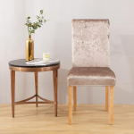 LinFortune 2er Set Stuhlhussen aus Pannesamt f&uuml;r Esszimmer Stretch Parsons Stuhl K&uuml;chen Schonbez&uuml;ge abnehmbar rutschfest waschbar Sitzschutz f&uuml;r K&uuml;che und Hotel (2 Taupe)