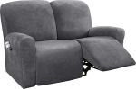 LINGKY Recliner Slipcovers Recliner Cover Sofa Slipcover Sofa Cover 6-Piece Furniture Protection Couch Rich Velvet Plush Shape Fit Stretch Stylish Soft with Elastic Base (Grey)