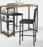 Xbro Bar Table Set 3-Piece Kitchen Table with Chairs for Kitchen, Dining Room, Bistro, etc. Dining Table and 2 Chairs with Backrest and Upholstery (Brown)