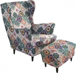 Highdi 2-osaline Wing Chair Cover koos Ottomani kaitsva kattega, tugitooli visked, Wing Chair kaitsvad katted, Stretch Tiger Chair Cover koos k&auml;etoega, k&otilde;rge seljatoega (Apple Blossoms)