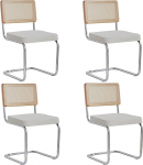 EGOONM Set of 4 Mid-Century Modern Dining Chairs, Padded Kitchen Chairs with Rattan Backrest for Home, Bedroom, Kitchen, Living Room (Polar White)
