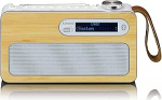Lenco PDR-040 - kaasaskantav DBA+ raadio - FM raadio - Bluetoothiga - integreeritud 2000 mAh aku - 3 Watt RMS - kell ja &auml;ratuskell - valmistatud ehtsast bambusest - valge