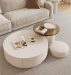 Moodne &uuml;mmargune kohvilaud + akentuurlaud, marmorist laudade ja padjadega elutoa lauad, luksuslik kesklaud (valge A)