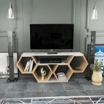 Hanah Home Stiilne telerialus, valge ja Sonamo, 140 x 29,6 x 55,5 cm, 100% melamiinkattega puitlaastplaat, 18 mm paksune, kaasaegne disain elutuppa ja meelelahutuskeskkonda