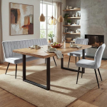 HWC-K16 S&ouml;&ouml;gitoa 2 tooli ja pingi s&ouml;&ouml;gitoa komplekt Samet metallist helehall