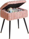 Ristk&uuml;likukujuline riietuslaua v&auml;ljaheide koos hoiualuse jalamiga Velvet Ottoman Makeup Stool with 4 Metal Legs for Home Living Room Changing Room Bedroom Pink YD-MS151P