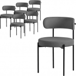 ML-Design S&ouml;&ouml;gitoolide komplekt, 6 tooli, Teddy kangast k&ouml;&ouml;gitoolid, hall, seljatoega elutoatoolid, musta metallist jalaga polsterdatud toolid, ergonoomiline lamamistool, toolid s&ouml;&ouml;gitoolideks