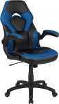 Flash Furniture X10 m&auml;ngutool, ergonoomiline kontoritool PC ja m&auml;ngude seadistamiseks, reguleeritav m&auml;ngutool seljatoega, nahast pehme, sinine/must