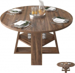 V&auml;ljat&otilde;mmatav s&ouml;&ouml;gilaud, &uuml;mmargune s&ouml;&ouml;gilaud puidust alusega, pikendatav ovaalseks, kaasaegne k&ouml;&ouml;gilaud 4-6 inimesele, rustikaalne pruun, ristikujuline alus