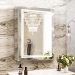 Kvaliteetne LED-meditsiinikapp, valgustatud meditsiinikapp, 3 v&auml;rvi ja timmitav, Demister, valgustatud klaasriiul, USB-pesa, pinnapealne v&otilde;i s&uuml;vistatav, 20 x 28-tolline