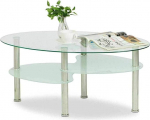 LANTUS Lihtne ja elegantne karastatud klaasist kohvilaud M&ouml;&ouml;bel Kohvilaud elutuppa metallist jalgadega &uuml;mmargune 2 riiuliga 90 x 50 x 43 cm (l&auml;bipaistev + valge)