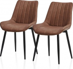 TUKAILAI s&ouml;&ouml;gitoa toolid, komplekt 2, kunstnahast, ergonoomilised polsterdatud toolid seljatoega ja metallraamiga, kuni 150 kg kandev&otilde;ime, k&ouml;&ouml;gitoolid s&ouml;&ouml;gituppa ja elutuppa, pruunid