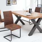 invicta INTERIOR Industrial Cantilever Chair Apartment Antique Brown Frame Matt Black Dining Room Chair Cantilever Chair Cantilever Chair