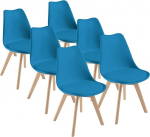 Dewinner s&ouml;&ouml;gitoa toolid, k&ouml;&ouml;gitoolid, skandinaavia retroh&otilde;ngulised seljatoega, polsterdatud iste valmistatud t&auml;ispuidust p&ouml;&ouml;gist (sinine, komplekt 6)