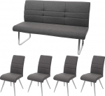 Mendler HWC-G55 S&ouml;&ouml;gitoa toolid ja pingid 4-komplekt, kangas/tekstiil, roostevaba teras - Hall/pruun Pink 160 cm